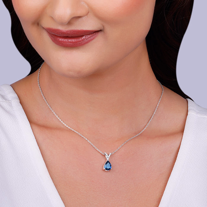 Silver Blue Lotus Necklace Earrings Set – Vijayshree Sovani Designs